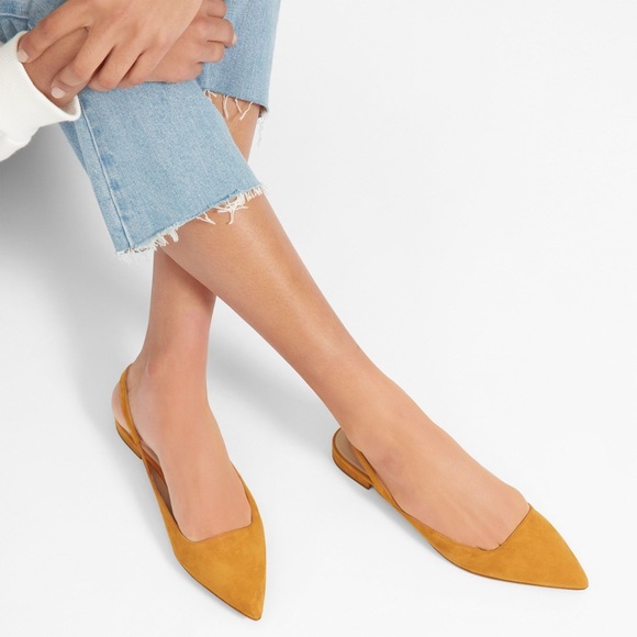Everlane Shoes - Everlane Mustard Suede Editor Slingback Size 9.5